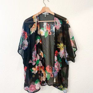 WD.NY Black Floral Sheer Cardigan